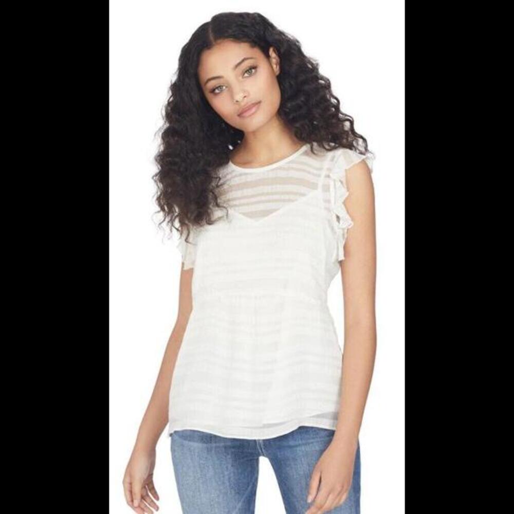 Frame flounce sleeveless top white ruffle design size s NWT